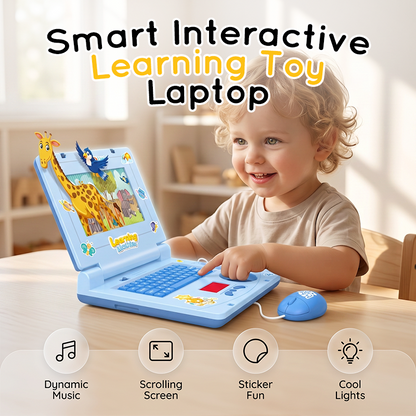 🔥 Interactive Simulation Toy Laptop – Pretend Play Computer with A-Z Keyboard & 1-10 Number Keys, 55+ Songs Lights Sounds, 5 Learning Modes (ABC/Numbers/Music/Games/Messages), Foldable with Handle