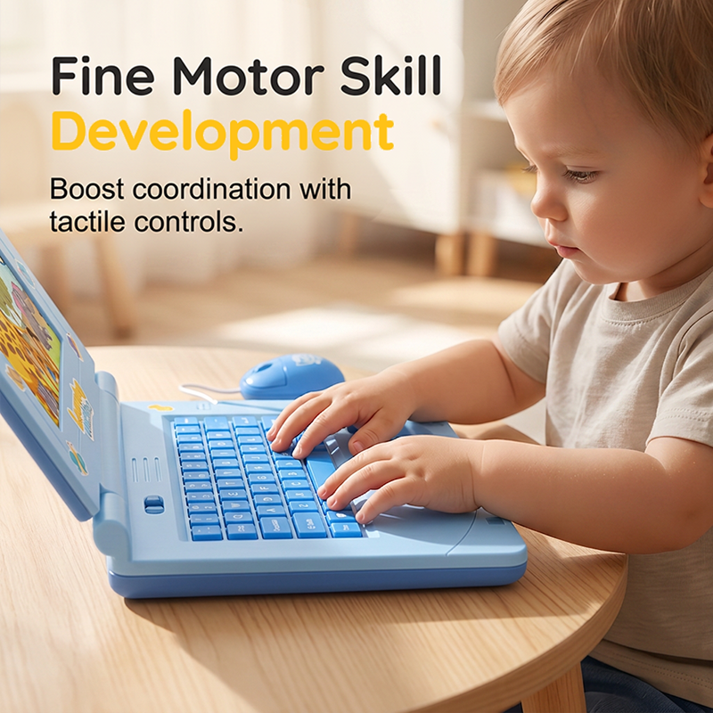 🔥 Interactive Simulation Toy Laptop – Pretend Play Computer with A-Z Keyboard & 1-10 Number Keys, 55+ Songs Lights Sounds, 5 Learning Modes (ABC/Numbers/Music/Games/Messages), Foldable with Handle