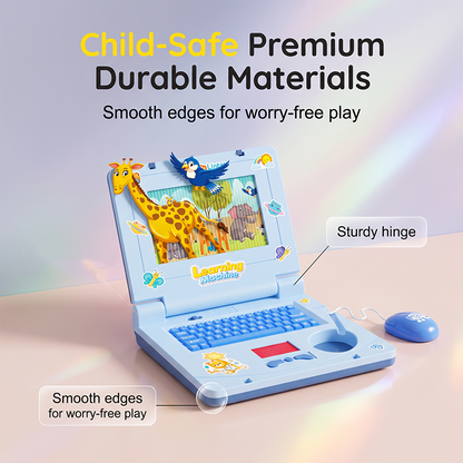 🔥 Interactive Simulation Toy Laptop – Pretend Play Computer with A-Z Keyboard & 1-10 Number Keys, 55+ Songs Lights Sounds, 5 Learning Modes (ABC/Numbers/Music/Games/Messages), Foldable with Handle