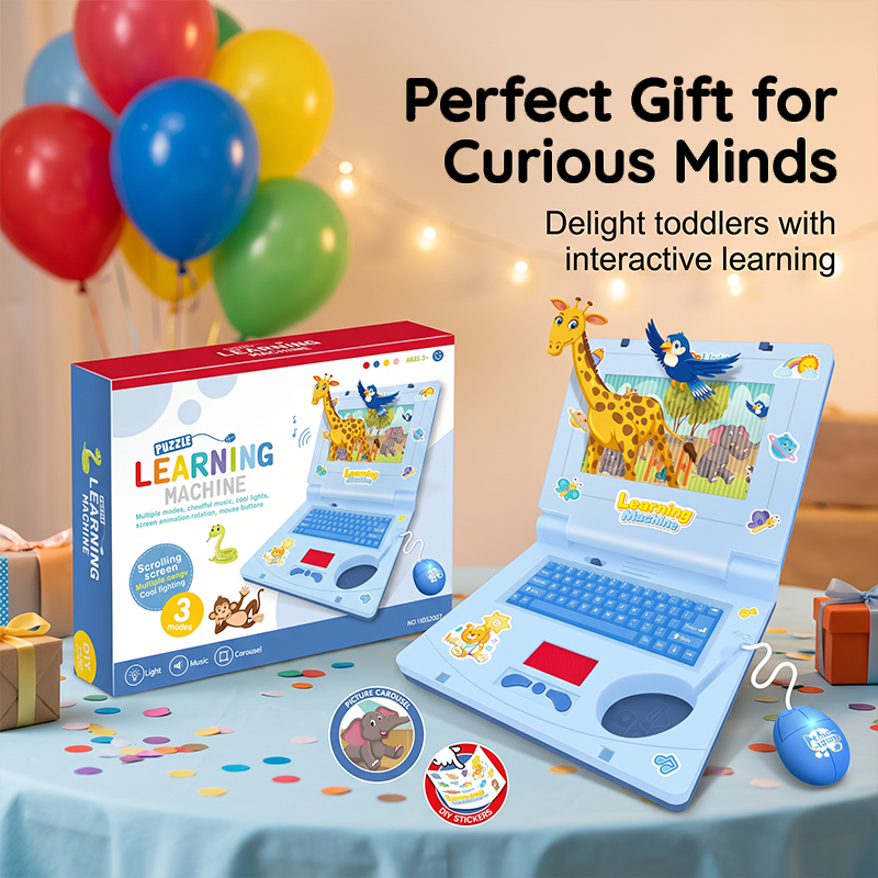 🔥 Interactive Simulation Toy Laptop – Pretend Play Computer with A-Z Keyboard & 1-10 Number Keys, 55+ Songs Lights Sounds, 5 Learning Modes (ABC/Numbers/Music/Games/Messages), Foldable with Handle
