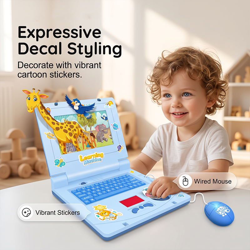 🔥 Interactive Simulation Toy Laptop – Pretend Play Computer with A-Z Keyboard & 1-10 Number Keys, 55+ Songs Lights Sounds, 5 Learning Modes (ABC/Numbers/Music/Games/Messages), Foldable with Handle