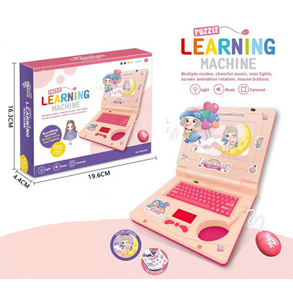 🔥 Interactive Simulation Toy Laptop – Pretend Play Computer with A-Z Keyboard & 1-10 Number Keys, 55+ Songs Lights Sounds, 5 Learning Modes (ABC/Numbers/Music/Games/Messages), Foldable with Handle