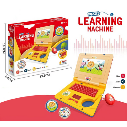 🔥 Interactive Simulation Toy Laptop – Pretend Play Computer with A-Z Keyboard & 1-10 Number Keys, 55+ Songs Lights Sounds, 5 Learning Modes (ABC/Numbers/Music/Games/Messages), Foldable with Handle