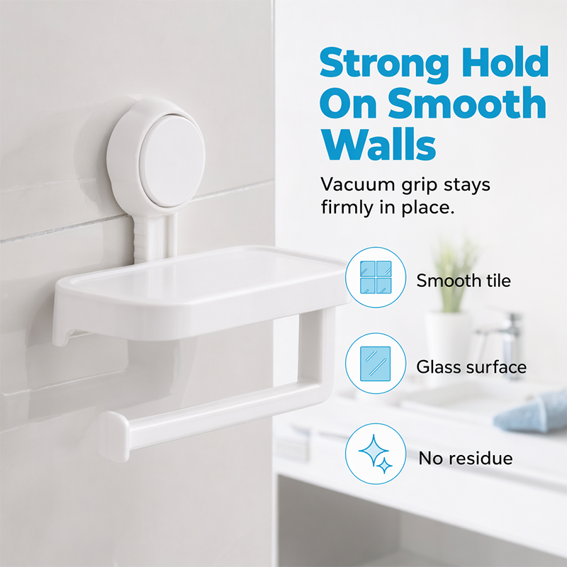 🚽Suction Cup Paper Roll Holder – Easy Install With Handy Storage Tray ✨