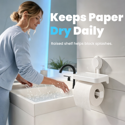 🚽Suction Cup Paper Roll Holder – Easy Install With Handy Storage Tray ✨