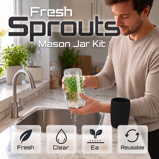 🌱 Grow Fresh Sprouts At Home – Glass Sprouting Jar Kit With Blackout Sleeve🥗
