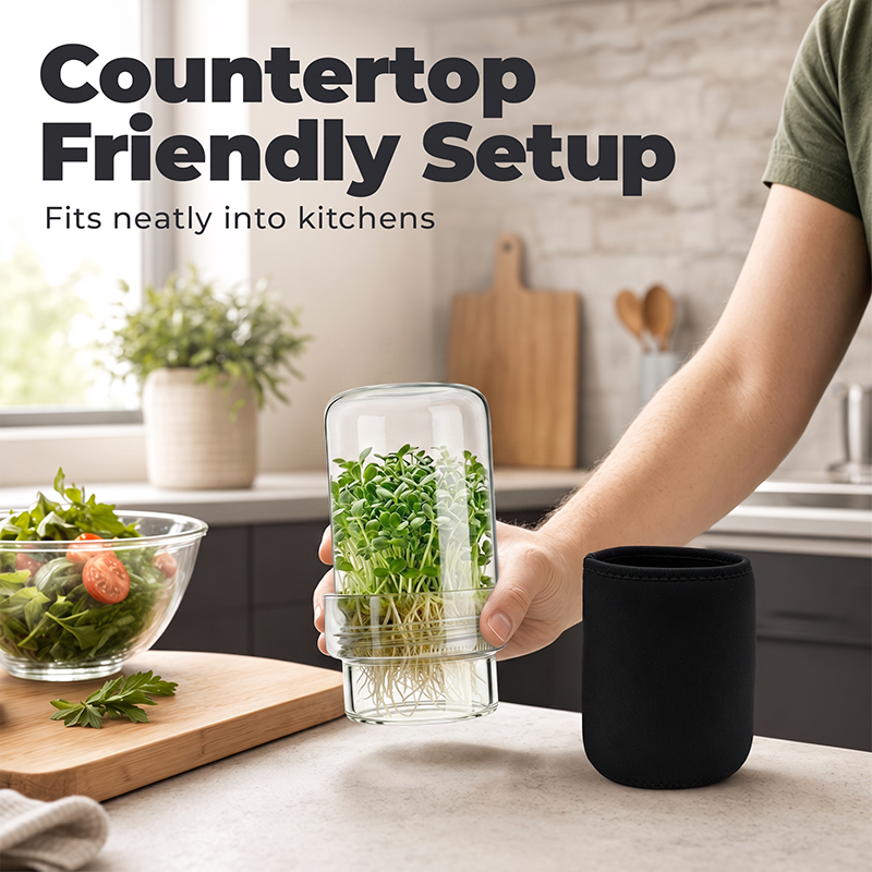 🌱 Grow Fresh Sprouts At Home – Glass Sprouting Jar Kit With Blackout Sleeve🥗