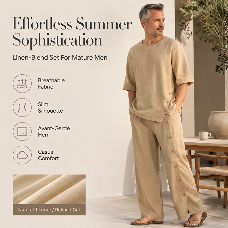 🌿 Men's Casual Linen Shirt & Pants 2-Piece Set🎉BIG SALE-50% OFF
