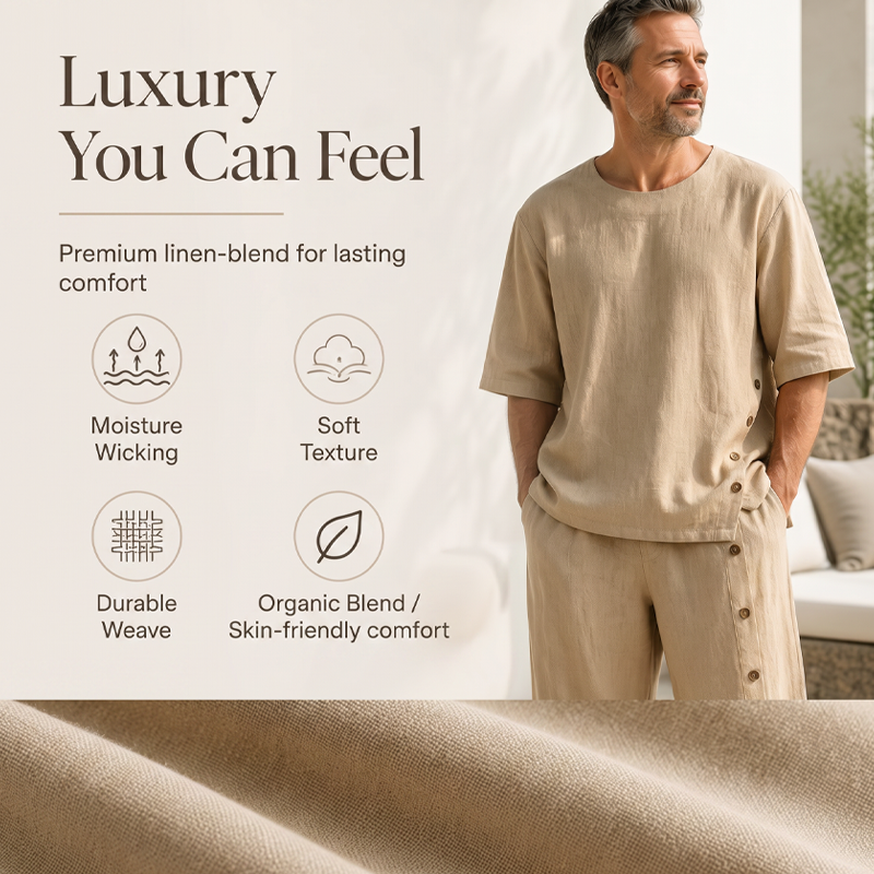 🌿 Men's Casual Linen Shirt & Pants 2-Piece Set🎉BIG SALE-50% OFF