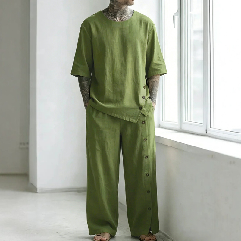🌿 Men's Casual Linen Shirt & Pants 2-Piece Set🎉BIG SALE-50% OFF