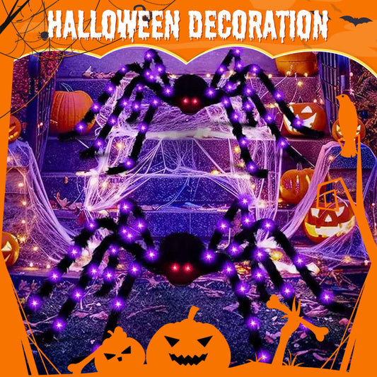 🕷️Hairy Spider with Large Web Halloween Outdoor Decoration - Turn Your Garden Into A Haunted Scene In Minutes 👻