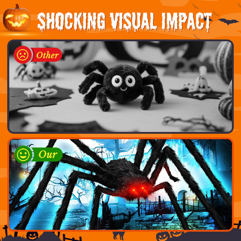 🕷️Hairy Spider with Large Web Halloween Outdoor Decoration - Turn Your Garden Into A Haunted Scene In Minutes 👻