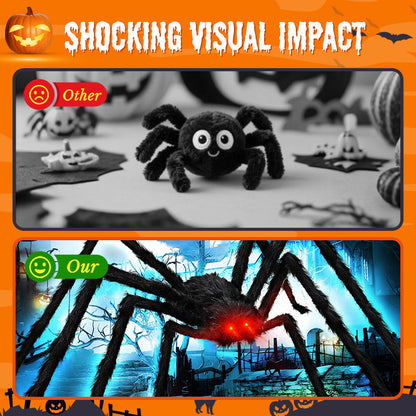 🕷️Hairy Spider with Large Web Halloween Outdoor Decoration - Turn Your Garden Into A Haunted Scene In Minutes 👻