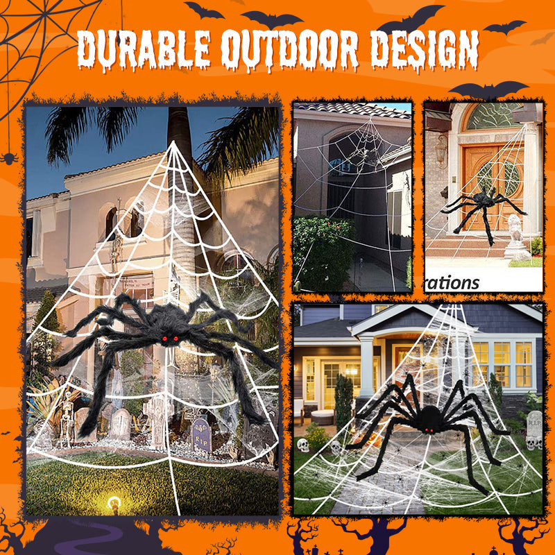 🕷️Hairy Spider with Large Web Halloween Outdoor Decoration - Turn Your Garden Into A Haunted Scene In Minutes 👻