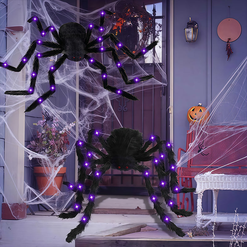 🕷️Hairy Spider with Large Web Halloween Outdoor Decoration - Turn Your Garden Into A Haunted Scene In Minutes 👻