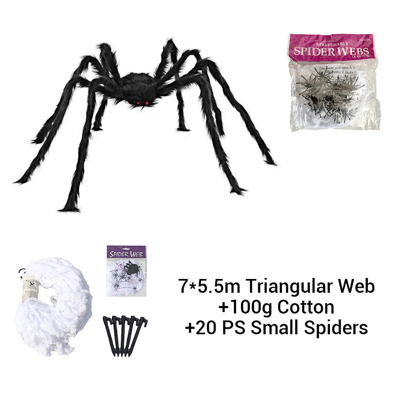 🕷️Hairy Spider with Large Web Halloween Outdoor Decoration - Turn Your Garden Into A Haunted Scene In Minutes 👻