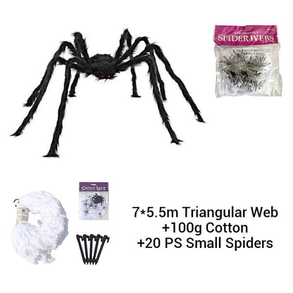 🕷️Hairy Spider with Large Web Halloween Outdoor Decoration - Turn Your Garden Into A Haunted Scene In Minutes 👻