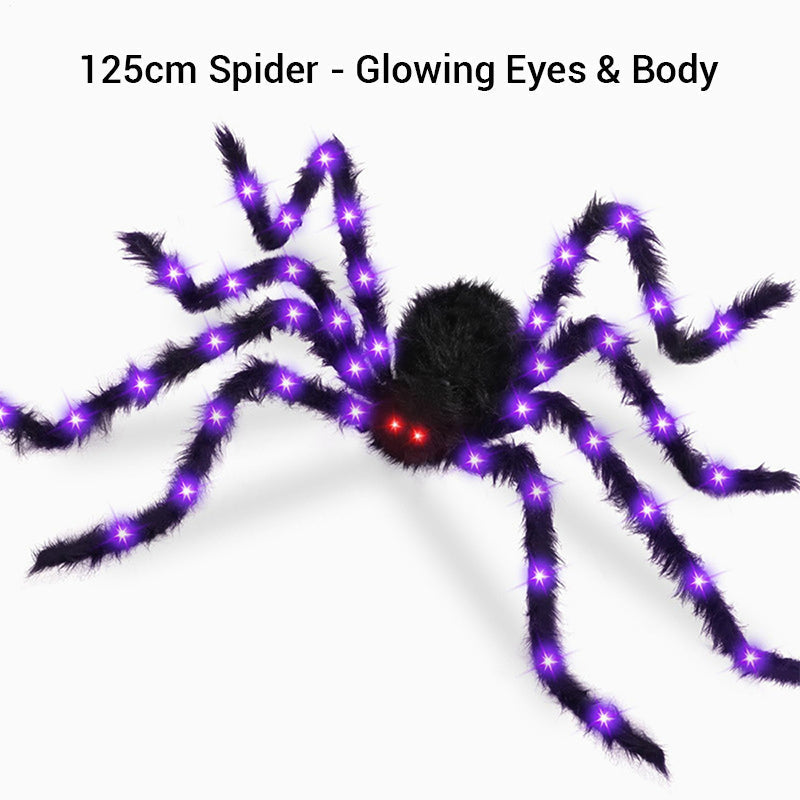 🕷️Hairy Spider with Large Web Halloween Outdoor Decoration - Turn Your Garden Into A Haunted Scene In Minutes 👻