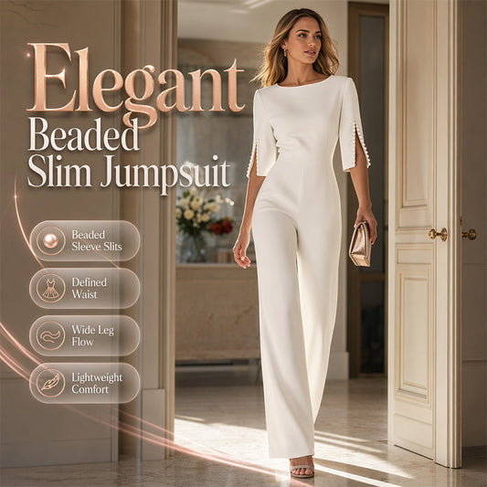 ✨ 50% Off! 💎 Elegant, Fitted Jumpsuit Adorned With Pearls, Instantly Transforming Your Everyday Look Into A Party Outfit👗