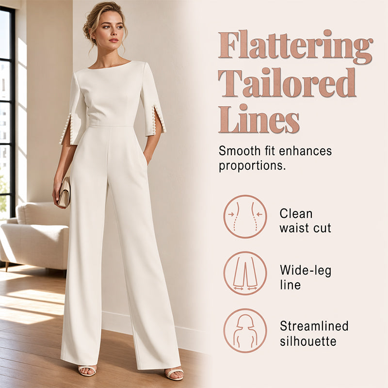 ✨ 50% Off! 💎 Elegant, Fitted Jumpsuit Adorned With Pearls, Instantly Transforming Your Everyday Look Into A Party Outfit👗