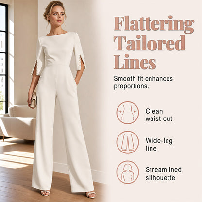 ✨ 50% Off! 💎 Elegant, Fitted Jumpsuit Adorned With Pearls, Instantly Transforming Your Everyday Look Into A Party Outfit👗