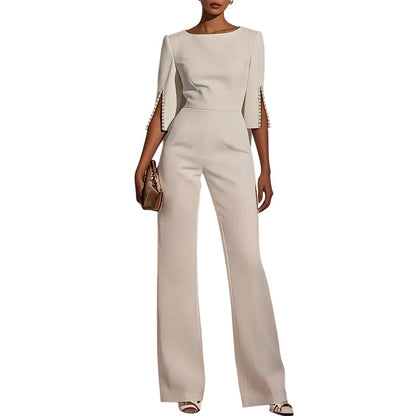 ✨ 50% Off! 💎 Elegant, Fitted Jumpsuit Adorned With Pearls, Instantly Transforming Your Everyday Look Into A Party Outfit👗
