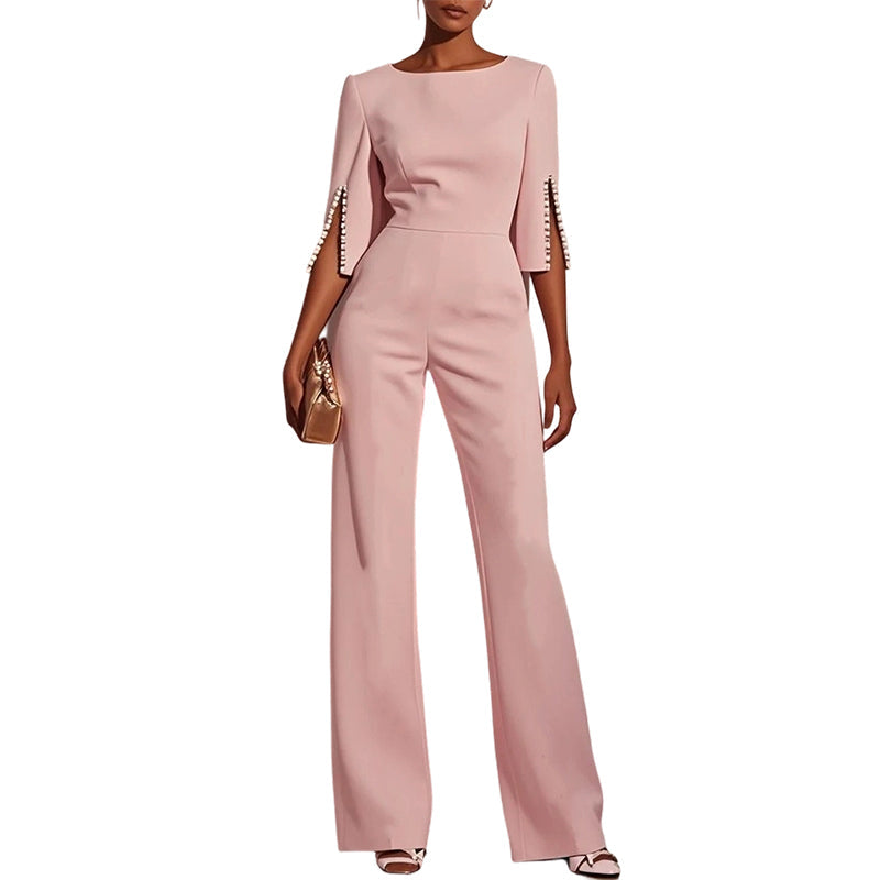 ✨ 50% Off! 💎 Elegant, Fitted Jumpsuit Adorned With Pearls, Instantly Transforming Your Everyday Look Into A Party Outfit👗