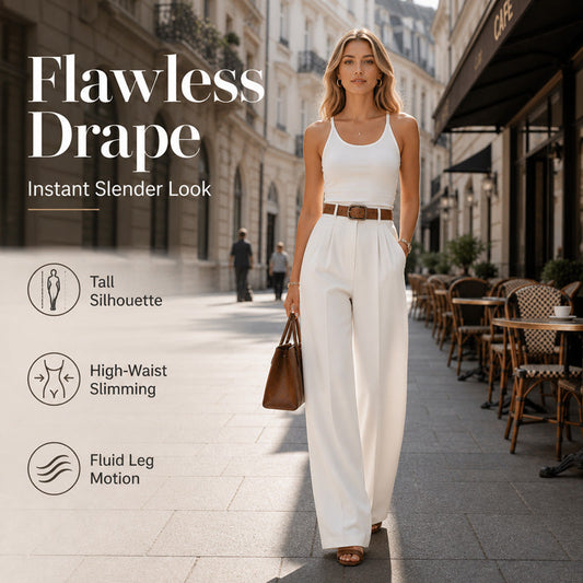 New Arrival✨👖 Flowing High-Waist Trousers in Soft Hues – Effortless Elegance from Office to City Outings