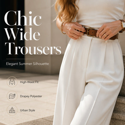 New Arrival✨👖 Flowing High-Waist Trousers in Soft Hues – Effortless Elegance from Office to City Outings