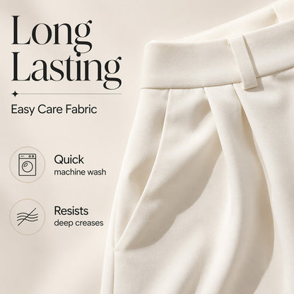New Arrival✨👖 Flowing High-Waist Trousers in Soft Hues – Effortless Elegance from Office to City Outings
