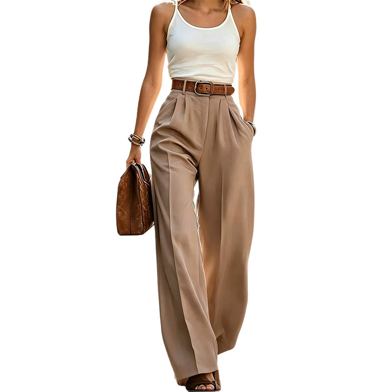 New Arrival✨👖 Flowing High-Waist Trousers in Soft Hues – Effortless Elegance from Office to City Outings