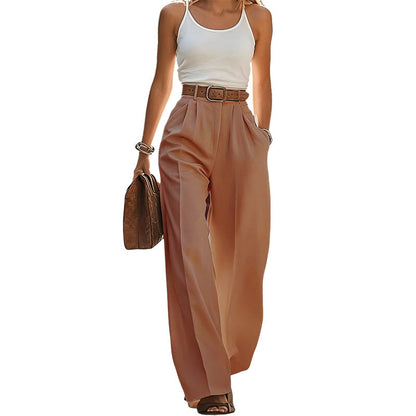 New Arrival✨👖 Flowing High-Waist Trousers in Soft Hues – Effortless Elegance from Office to City Outings
