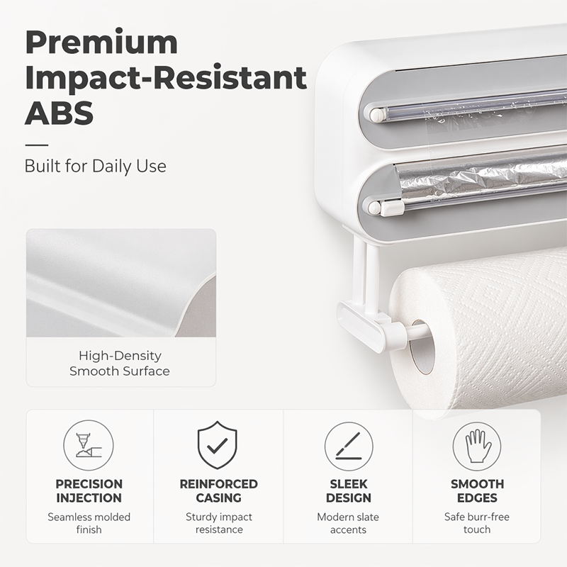 🧲50% OFF NOW! 3-in-1 Magnetic Kitchen Wrap Dispenser – Built-in Cutter Plastic Wrap Foil Dispenser with Paper Towel Holder, No Drilling Wall Mount Kitchen Organizer for Fridge & Cabinet