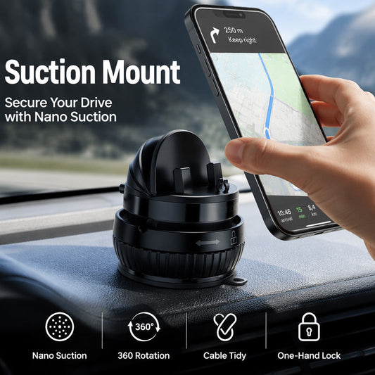 🚗360 Rotating Dashboard Phone Mount – Secure Grip, 360° Rotation & Hands-Free Driving ✨