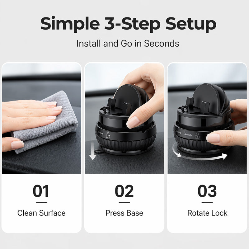 🚗360 Rotating Dashboard Phone Mount – Secure Grip, 360° Rotation & Hands-Free Driving ✨