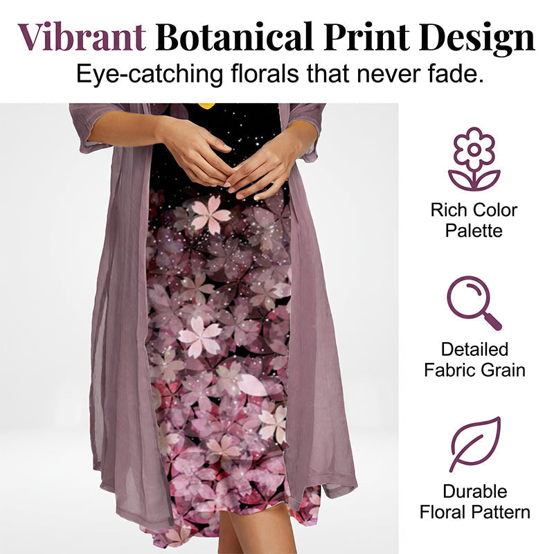 🌸Flattering Floral Dress Set – Elegant Sheer Cardigan & Flattering Summer Style ✨