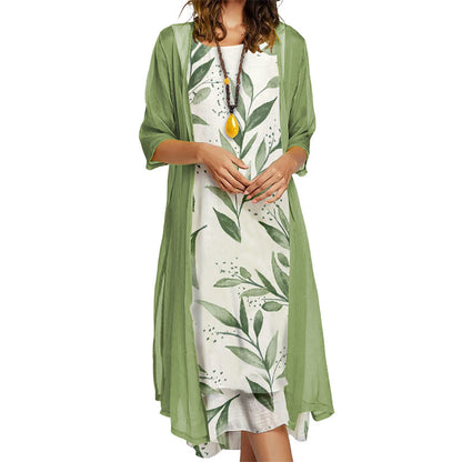 🌸Flattering Floral Dress Set – Elegant Sheer Cardigan & Flattering Summer Style ✨