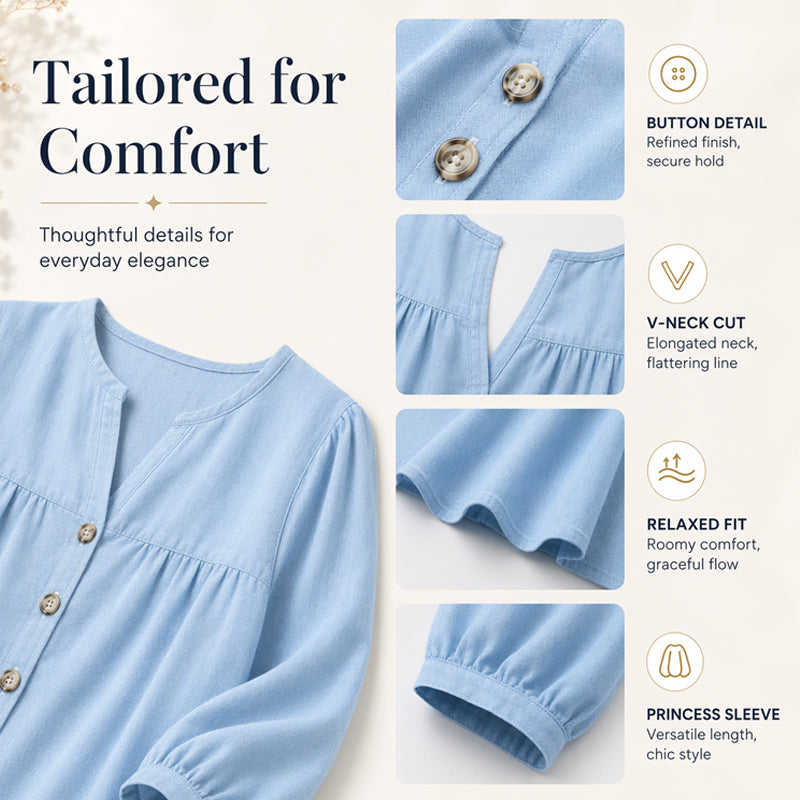 ✨ Women's 3/4 Sleeve Loose Fit Tunics Top – Flattering Loose Fit For Effortless Everyday Style 🌸