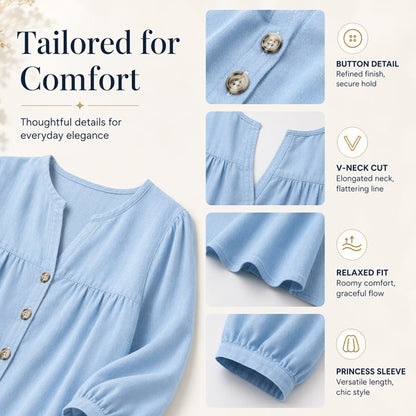 ✨ Women's 3/4 Sleeve Loose Fit Tunics Top – Flattering Loose Fit For Effortless Everyday Style 🌸