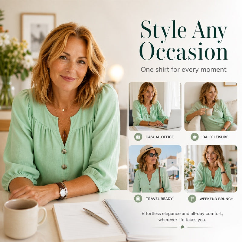 ✨ Women's 3/4 Sleeve Loose Fit Tunics Top – Flattering Loose Fit For Effortless Everyday Style 🌸