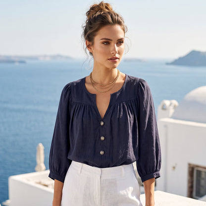 ✨ Women's 3/4 Sleeve Loose Fit Tunics Top – Flattering Loose Fit For Effortless Everyday Style 🌸