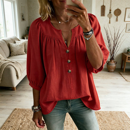 ✨ Women's 3/4 Sleeve Loose Fit Tunics Top – Flattering Loose Fit For Effortless Everyday Style 🌸