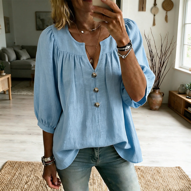 ✨ Women's 3/4 Sleeve Loose Fit Tunics Top – Flattering Loose Fit For Effortless Everyday Style 🌸