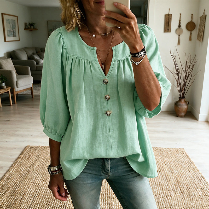 ✨ Women's 3/4 Sleeve Loose Fit Tunics Top – Flattering Loose Fit For Effortless Everyday Style 🌸