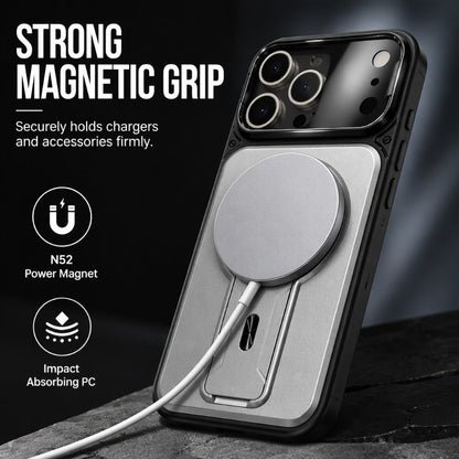 Magnetic Phone Case with Flip Lens Cover and Invisible Kickstand