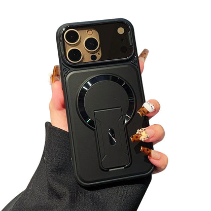 Magnetic Phone Case with Flip Lens Cover and Invisible Kickstand