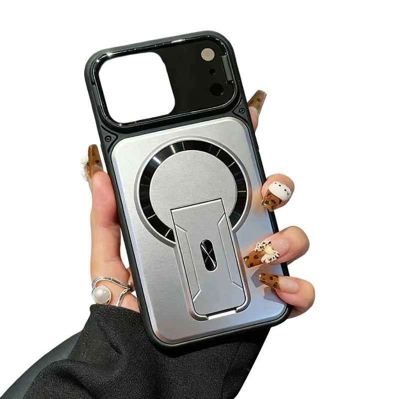 Magnetic Phone Case with Flip Lens Cover and Invisible Kickstand