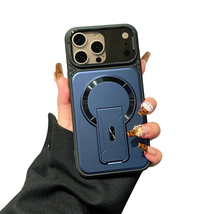 Magnetic Phone Case with Flip Lens Cover and Invisible Kickstand