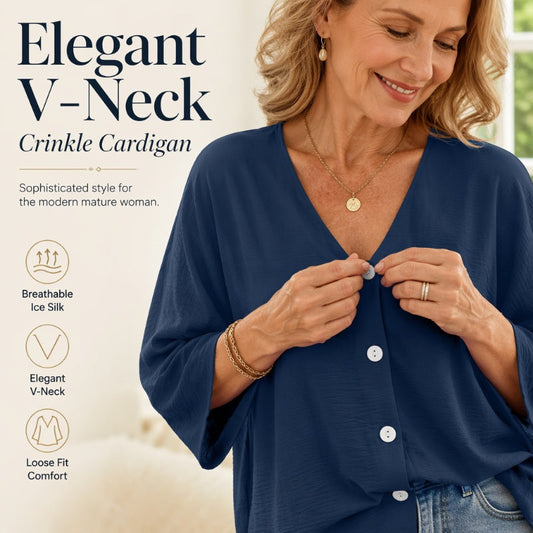 ⌛Limited-Time Offer-Women’s V-Neck Button Up Cardigan Casual Shirt – Lightweight Elegance For Effortless Everyday Style