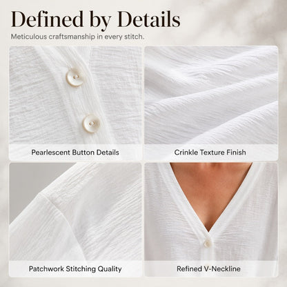 ⌛Limited-Time Offer-Women’s V-Neck Button Up Cardigan Casual Shirt – Lightweight Elegance For Effortless Everyday Style